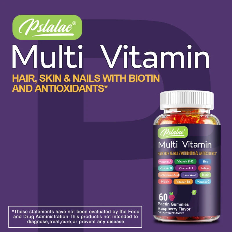 Multivitamin Gummies with Biotin & Antioxidants – Hair, Skin, Nail & Immune Support – 60 Count