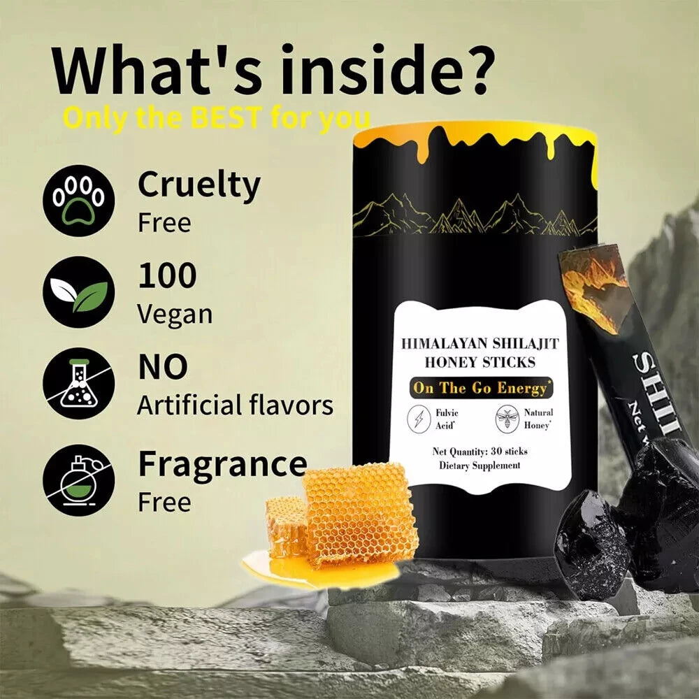 Shilajit Honey Sticks – Himalayan Energy, Focus & Strength | 30ct