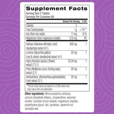Supplement facts label on a purple background