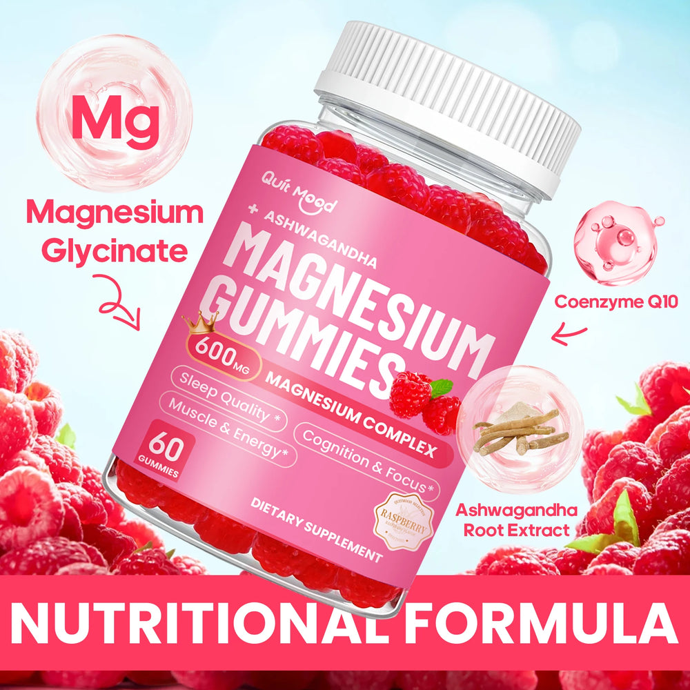 Magnesium Glycinate Gummies | With Ashwagandha + CQ10 + B6 + Calcium | Calm, Sleep & Mood Support