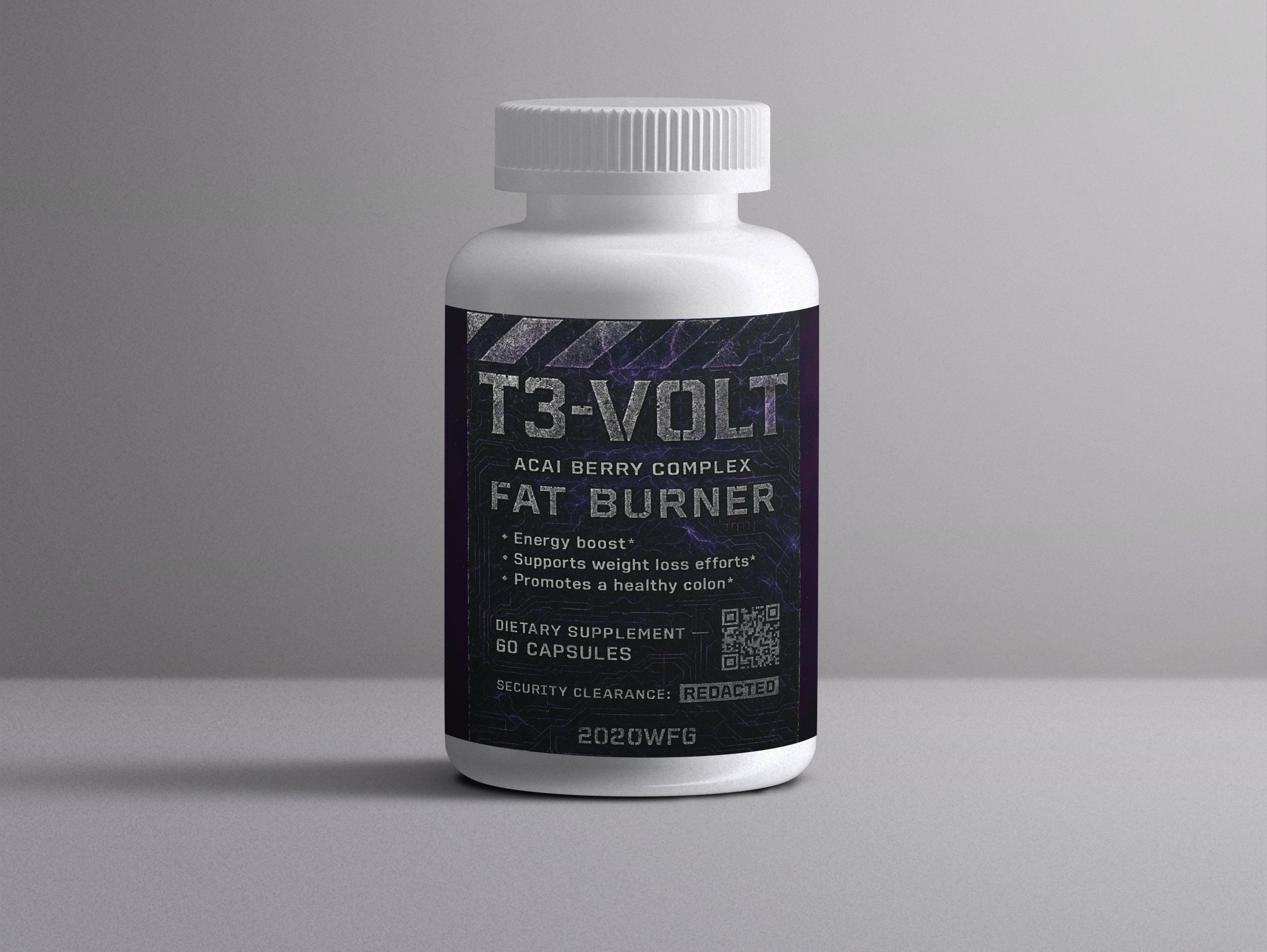 T3-VOLT Metabolic Efficiency Catalyst - 60 capsules with acai berry, iodine & kelp for thyroid support and sustained energy.