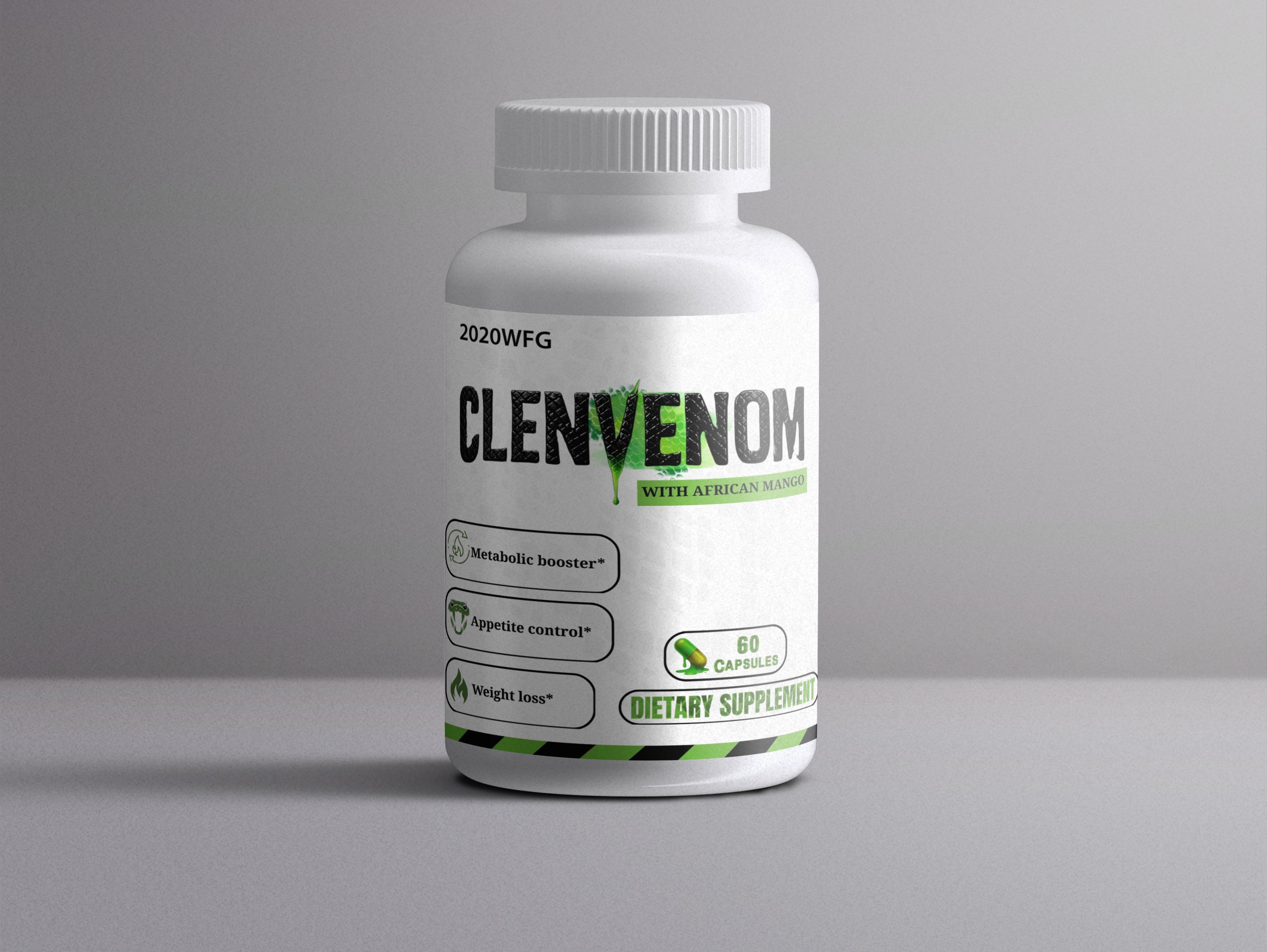 CLENVENOM thermogenic fat burner bottle – powerful formula for weight loss and energy, 60 capsules.