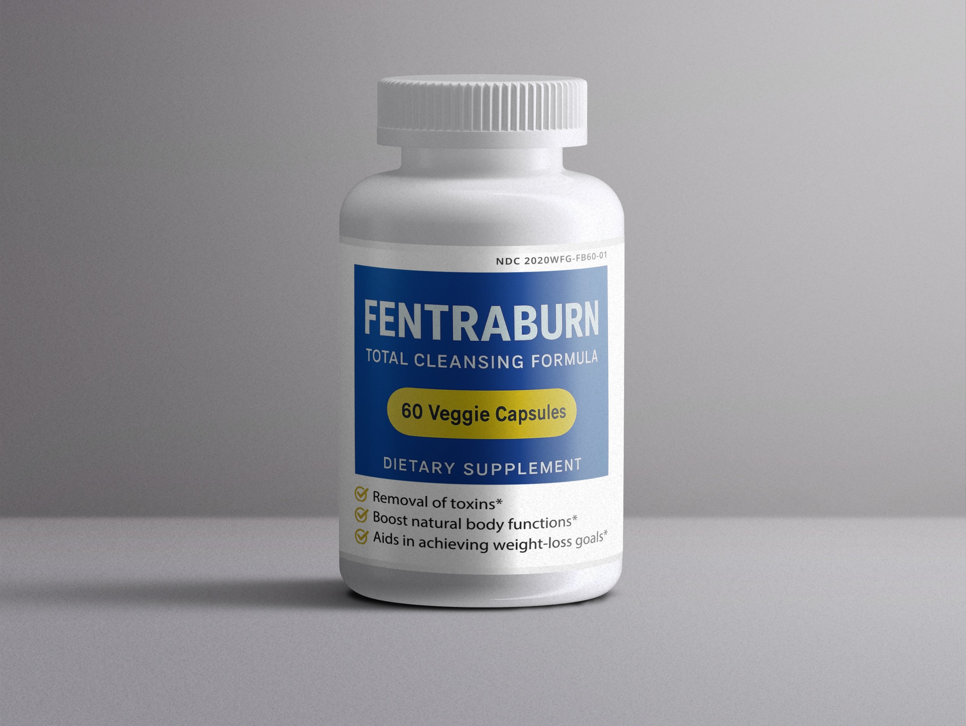 FENTRABURN Metabolic Cleanse Support bottle - 60 capsules with psyllium husk fiber and probiotics for appetite control and digestive health.