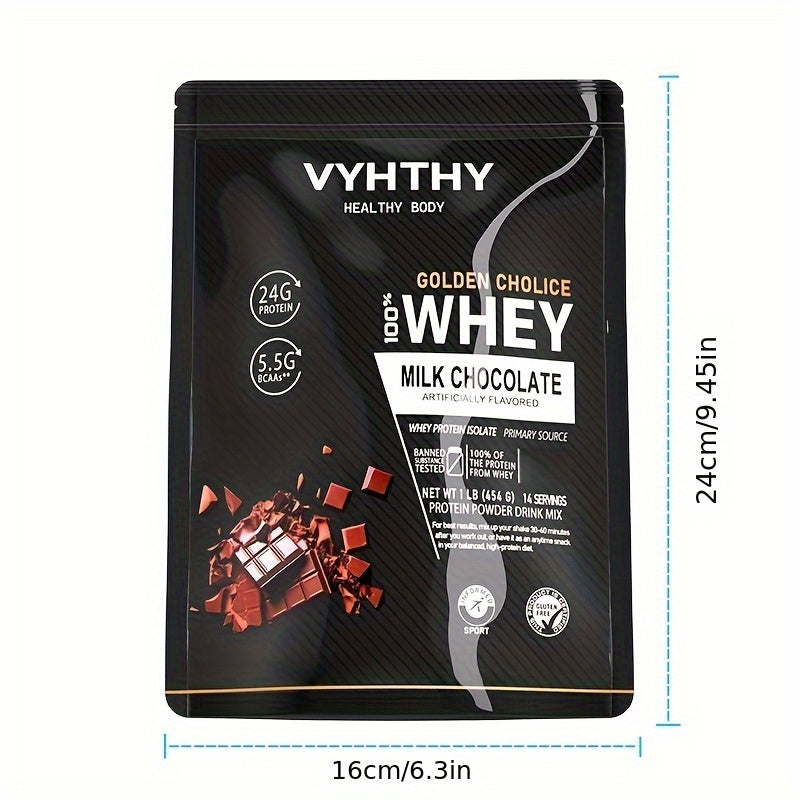 VYHTHY whey protein package with chocolate flavor details on a white background