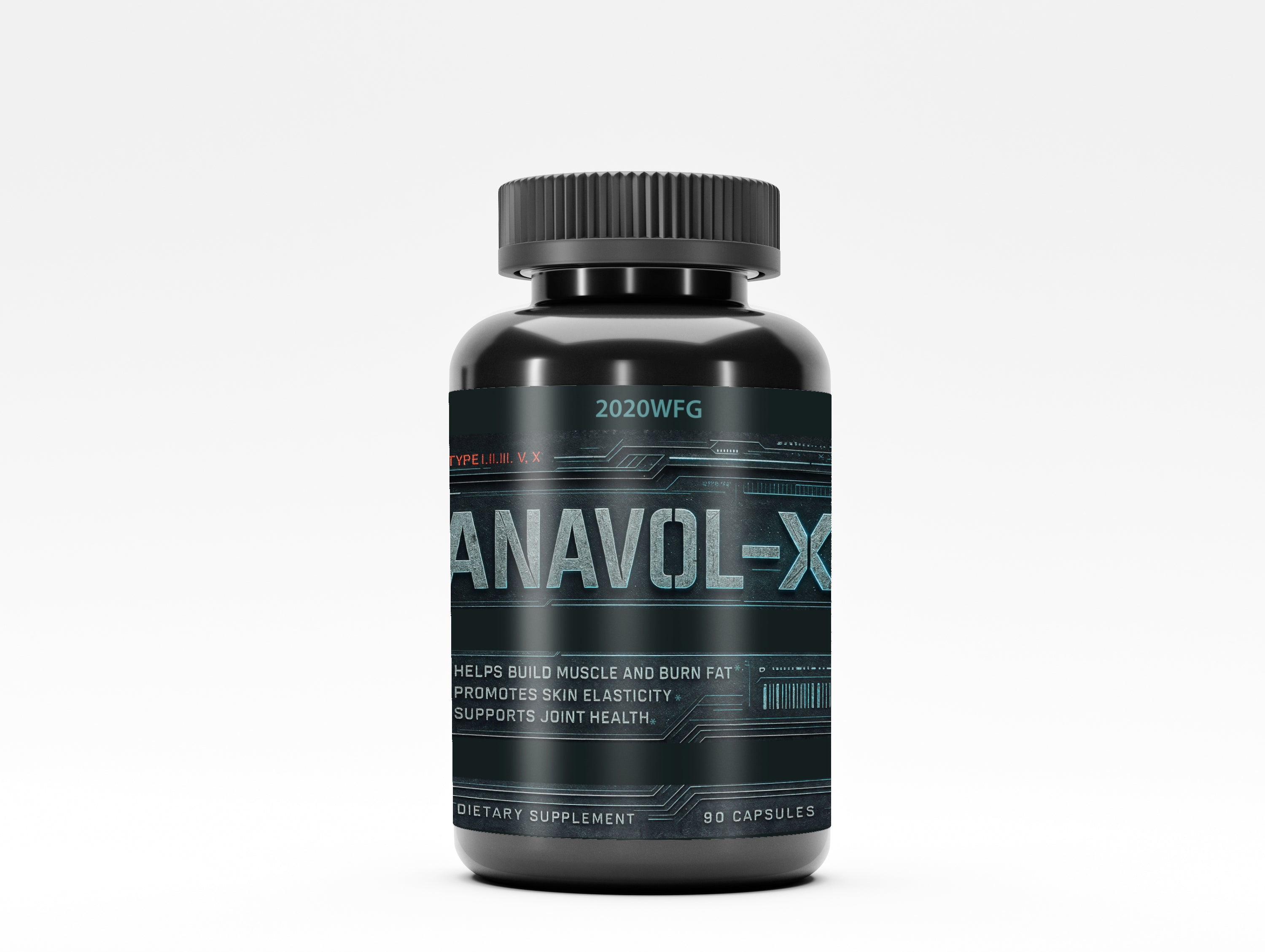 ANAVOL-X Multi-Collagen Hybrid - 90 capsules with type I, II, V & X collagen for muscle recovery, fat metabolism, and joint support.