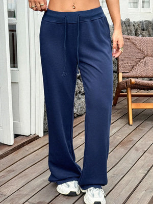 Drawstring Wide Leg Active Pants
