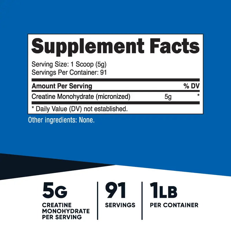 Supplement facts label with blue background