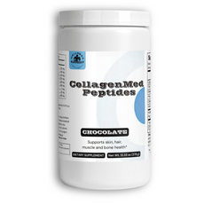 CollagenMed Peptides Powder in Chocolate flavor, supports skin, hair, muscle health, and bone health.