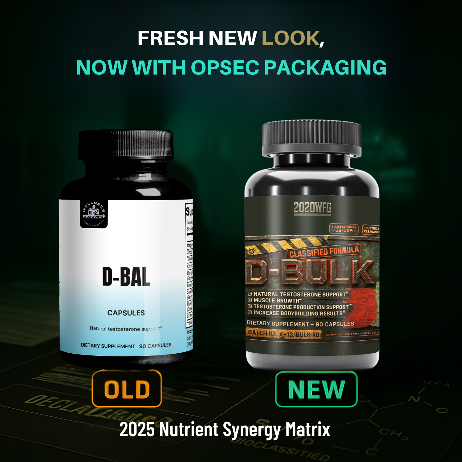 D-BULK 2024 muscle formula upgrade - next-gen nutrient partitioning matrix vs original version, now with 50% more active compounds.