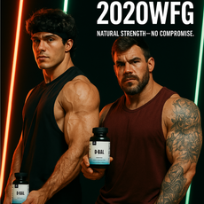 Two muscular athletes showcasing D-BAL from 2020WFG’s Advanced Lean Muscle Building Cycle – Pro Definition Stack for lean mass and strength