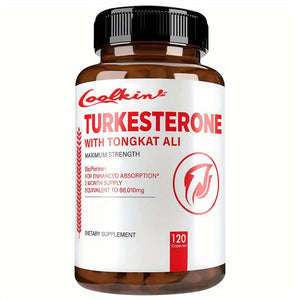 Turkesterone Muscle Support Supplement | Tongkat Ali & Black Pepper Formula – 120 Capsules