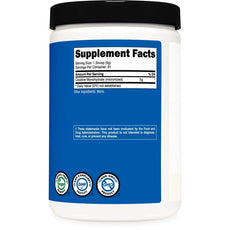 Supplement container with blue label displaying 'Supplement Facts' on a white background